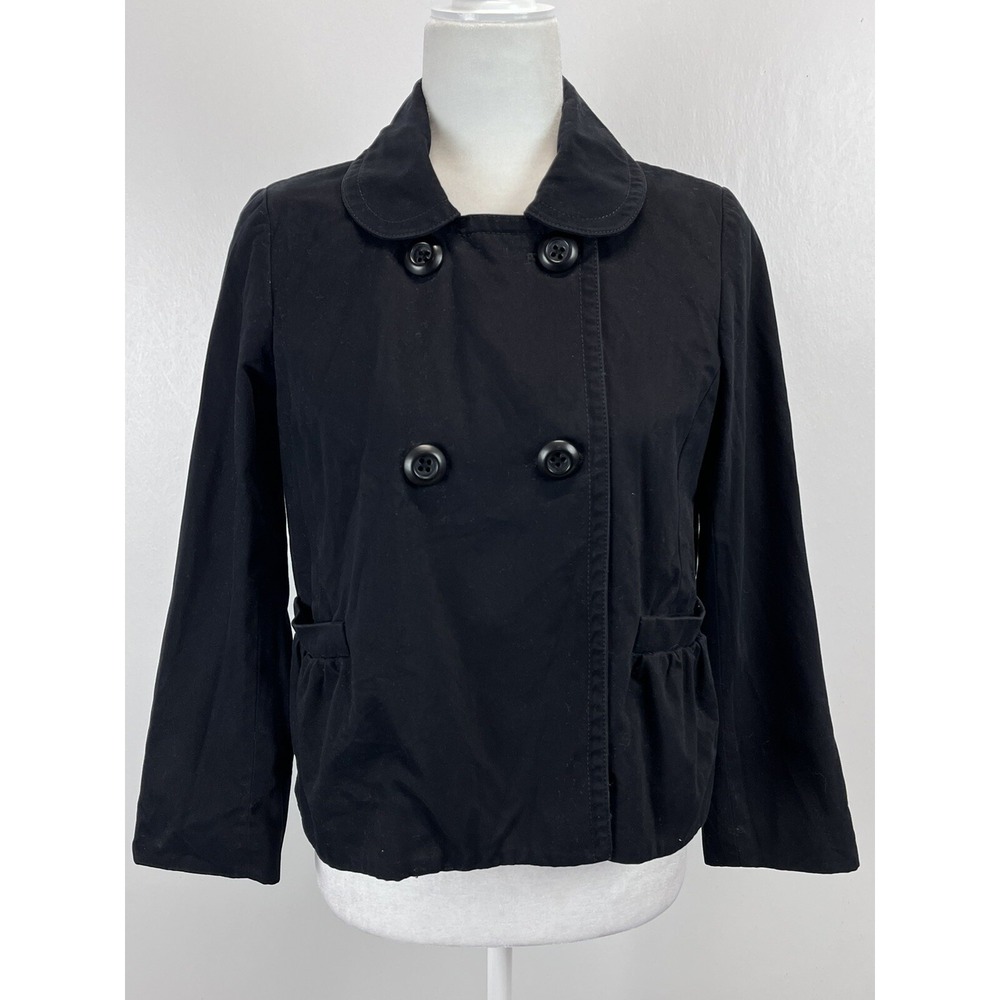 J. Crew Short Double Breasted Jacket Sz 2 Womens Black Lined Preppy Classic
